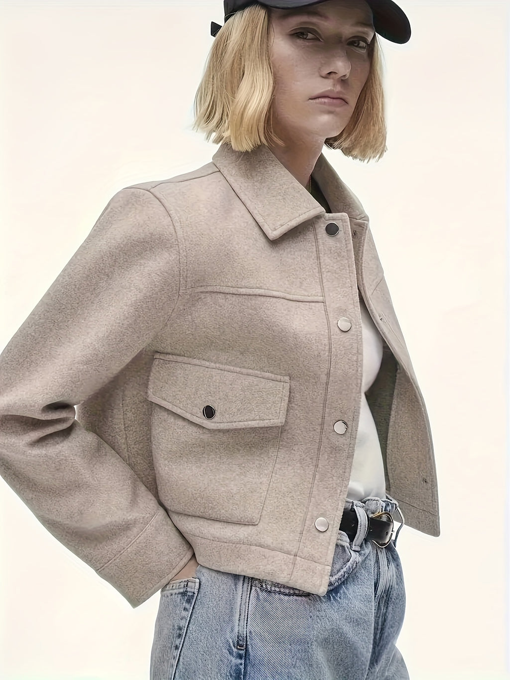 Veste femme à boutons avec poches et coupe ample