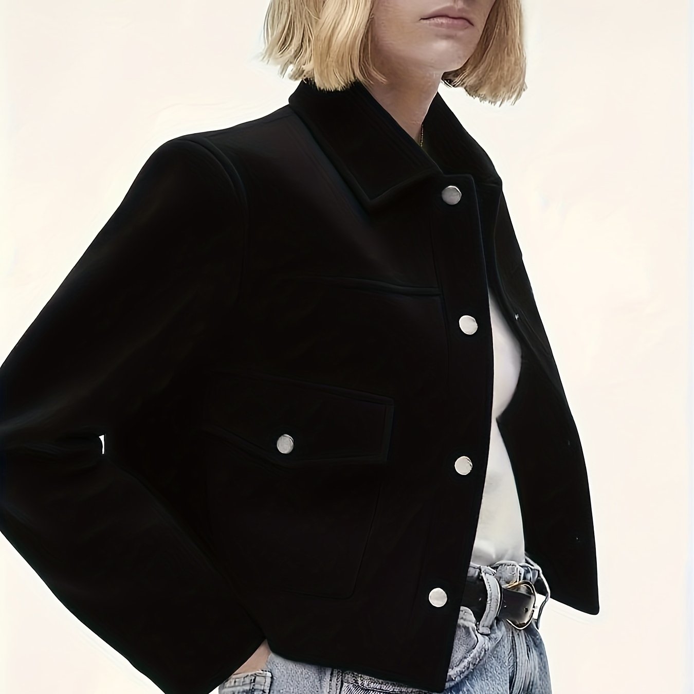 Veste femme à boutons avec poches et coupe ample