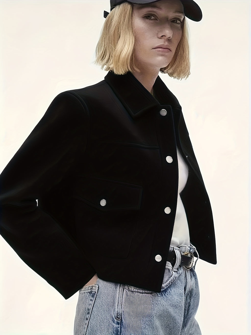 Veste femme à boutons avec poches et coupe ample