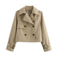 Veste trench courte vintage à double boutonnage pour femme